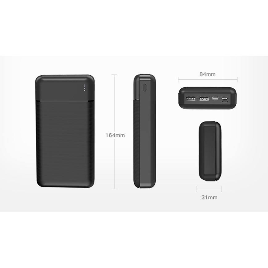 Powerbank 30.000 mAh 3,7V sort