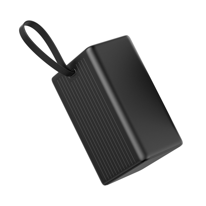 Powerbank 80 000 mAh, 65 W Power Delivery, 4× USB-A + 2× USB-C, med LED-lommelygte og 1 m USB-C-kabel, sort