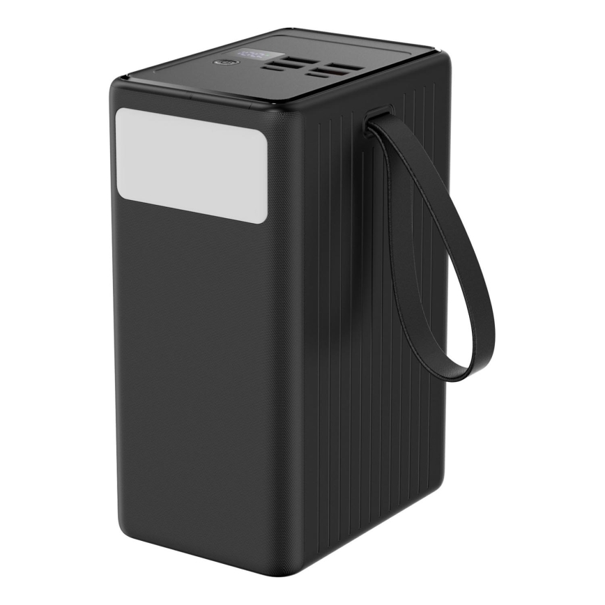 Powerbank 80000 mAh 20W Power Delivery 4xUSB-A + 2xUSB-C med LED lommelygte med krog og magnet og USB-C kabel 1 m