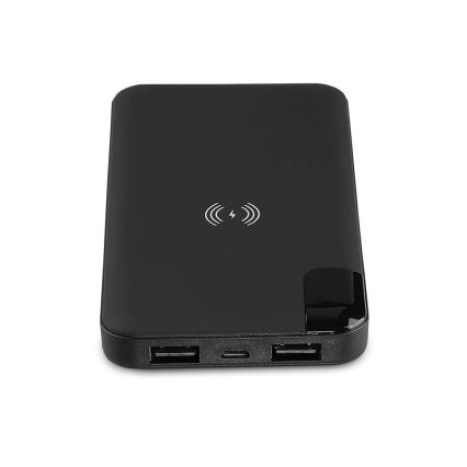 Powerbank 8000mAh/3,7V m. trådløs opladning og dockingstation sort