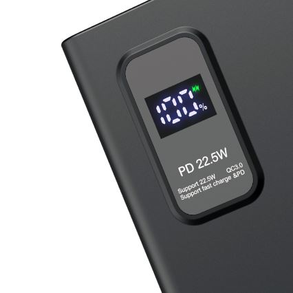 Powerbank med LED-display Power Delivery 10.000 mAh 3,7V sort