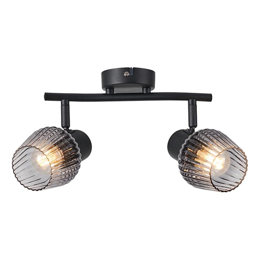Prezent 14101 - Spotlampe OASIS 2xE27/60W/230V sort/røget