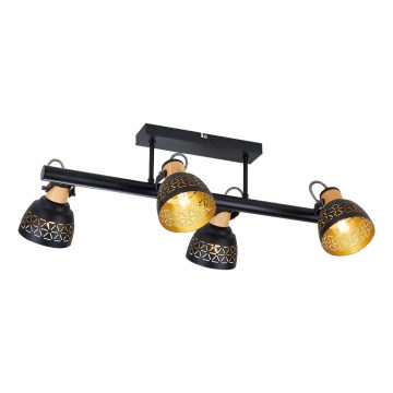 Prezent 27524 - Loftlampe MESCALA 4xE14/40W/230V sort/gummitræ