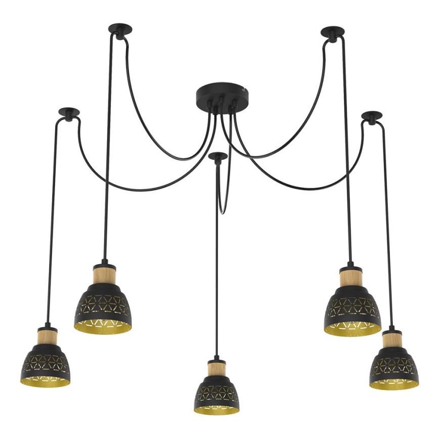 Prezent 27525 - Pendel MESCALA 5xE14/40W/230V edderkop sort/gummitræ