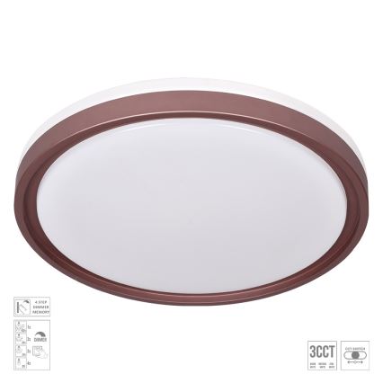 Prezent 71344 - FLOREN LED dæmpbar loftlampe LED/30W/230V 3000/4000/6500K Ø 41,5 cm brun