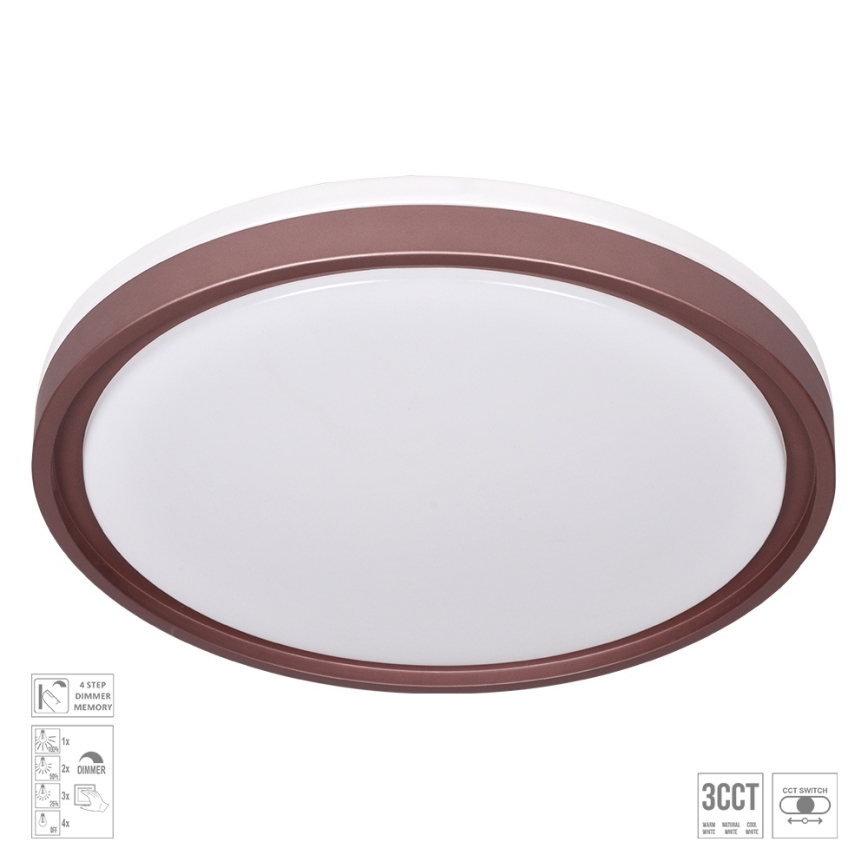 Prezent 71344 - FLOREN LED dæmpbar loftlampe LED/30W/230V 3000/4000/6500K Ø 41,5 cm brun