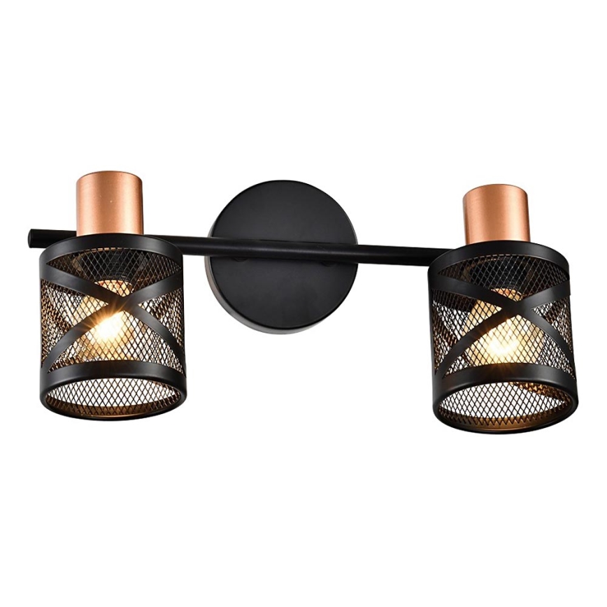 Prezent 75468 - Vægspot ANTARES 2xE14/40W/230V sort/kobber