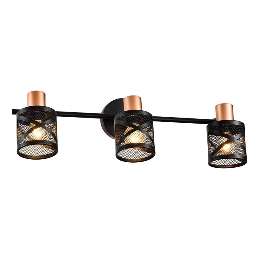 Prezent 75469 - Vægspot ANTARES 3xE14/40W/230V sort/kobber