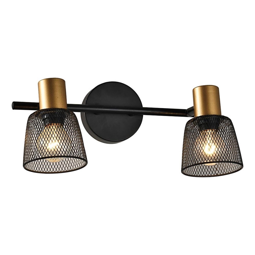 Prezent 75471 - Vægspot DAYTONA 2xE14/40W/230V sort/guldfarvet