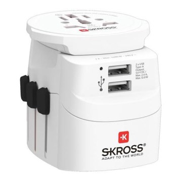 PRO Light Rejseadapter USB 2A – Verdensadapter med UK/USA/AUS/CN-stik, 2x USB-A 12 W