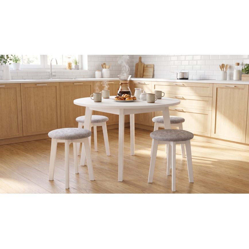 Puf KUBE Ø 36 cm hvid/creme