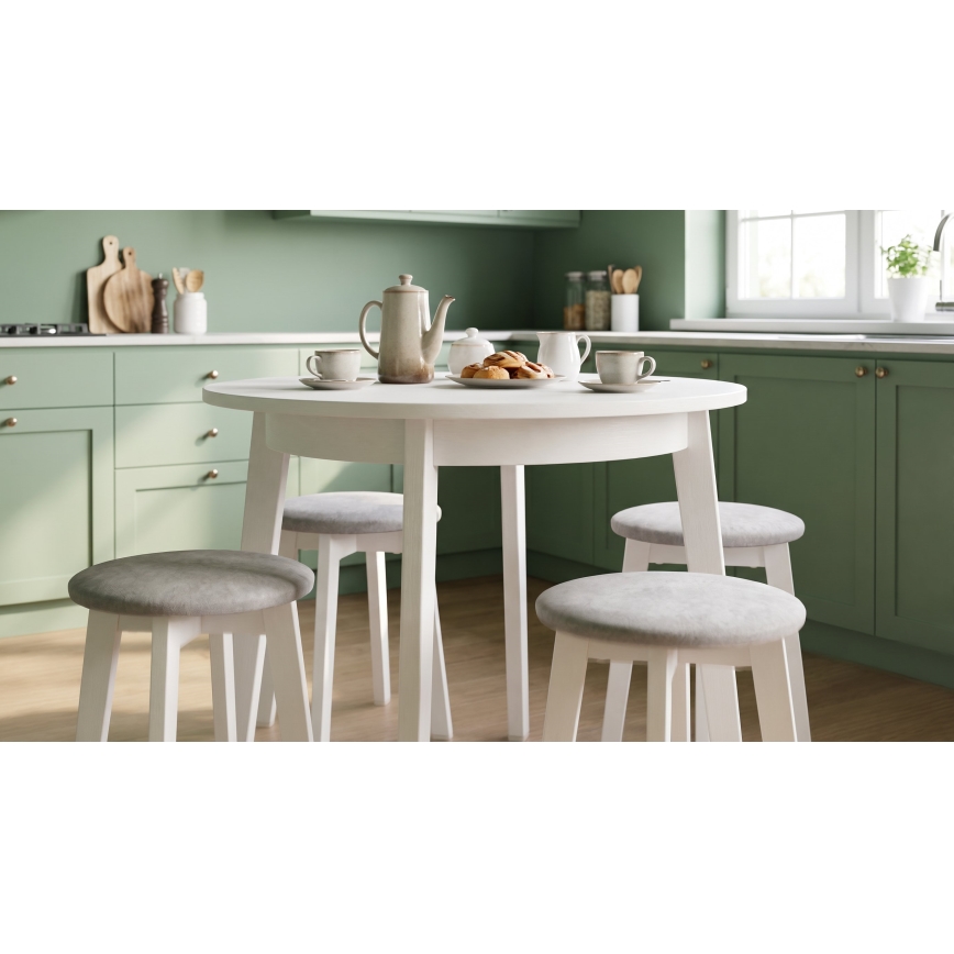 Puf KUBE Ø 36 cm hvid/creme