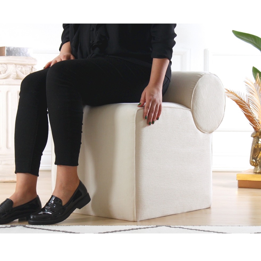 Puf TIKI 47x45 cm cremefarvet