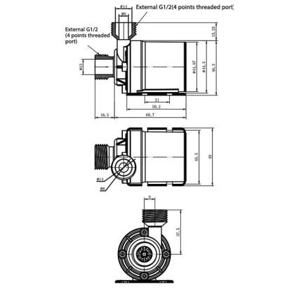 Pumpe 24 V, 800 liter i timen