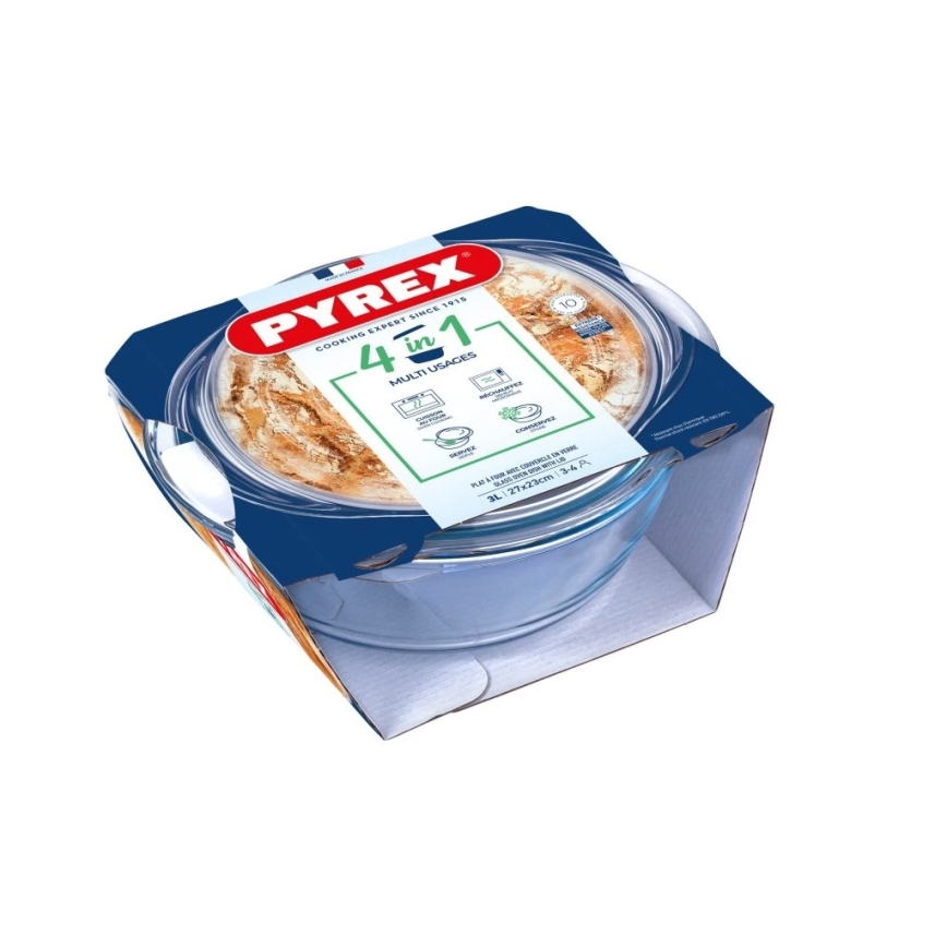PYREX ovnfast fad med låg, 3 l