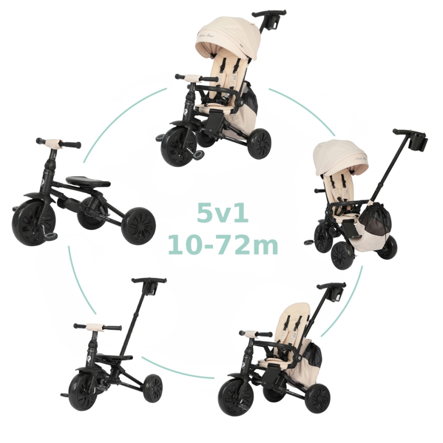 QPlay - 5-i-1 børnetrehjul NOVA MAX beige