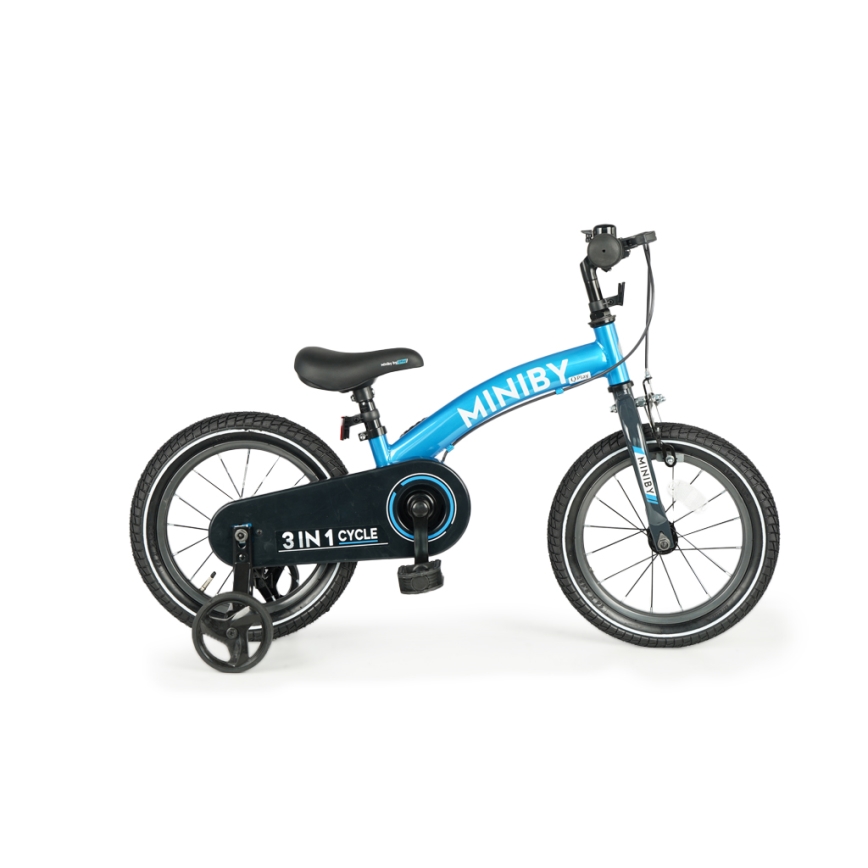 QPlay - Børnecykel 14" MINIBY 3-i-1 blå
