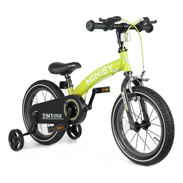 QPlay - Børnecykel 14" MINIBY 3-i-1 grøn