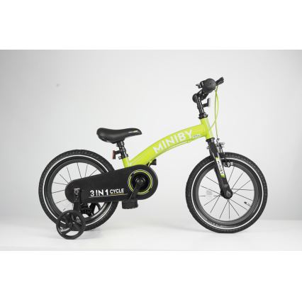 QPlay - Børnecykel 14" MINIBY 3-i-1 grøn