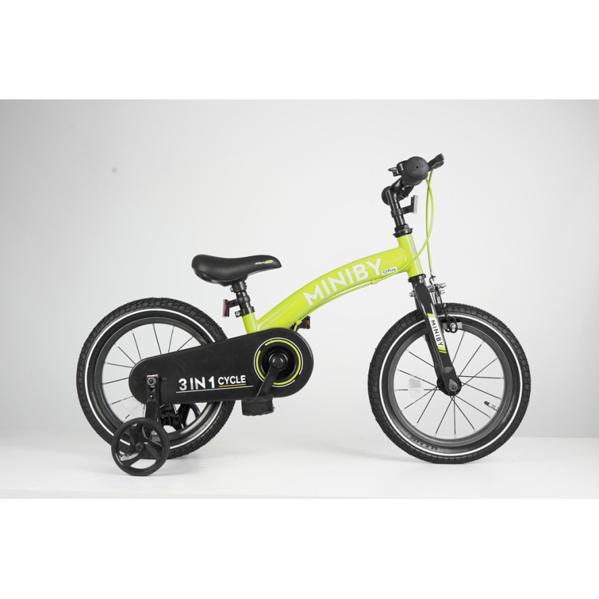 QPlay - Børnecykel 14" MINIBY 3-i-1 grøn