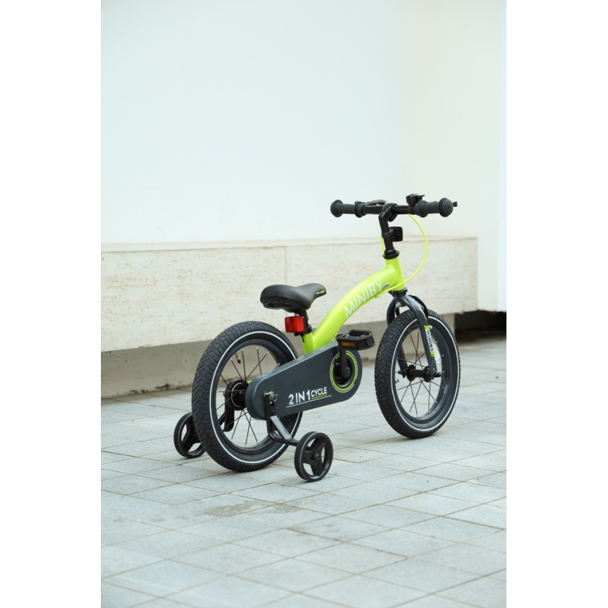 QPlay - Børnecykel 14" MINIBY 3-i-1 grøn