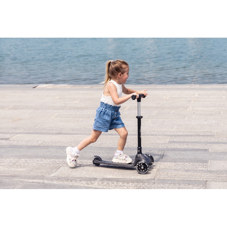 QPlay - Børneløbehjul med LED-hjul SPARKLING sort