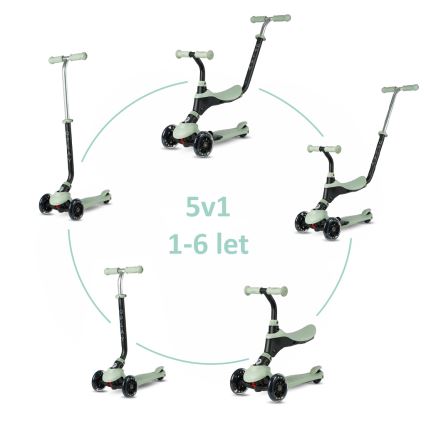 QPlay - Børneløbehjul SEMA PRO 5-i-1 med LED-hjul, grøn