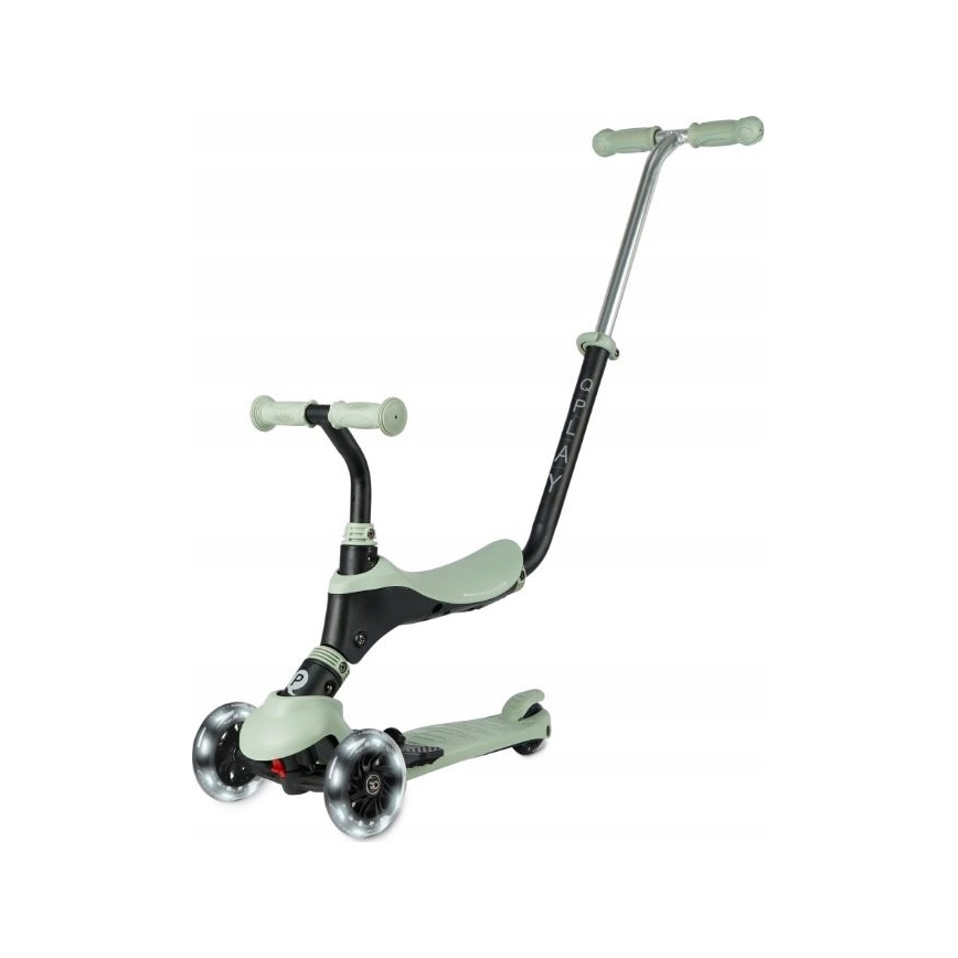 QPlay - Børneløbehjul SEMA PRO 5-i-1 med LED-hjul, grøn