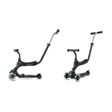 QPlay - Børnescooter med LED-hjul 5-i-1 SEMA PRO sort