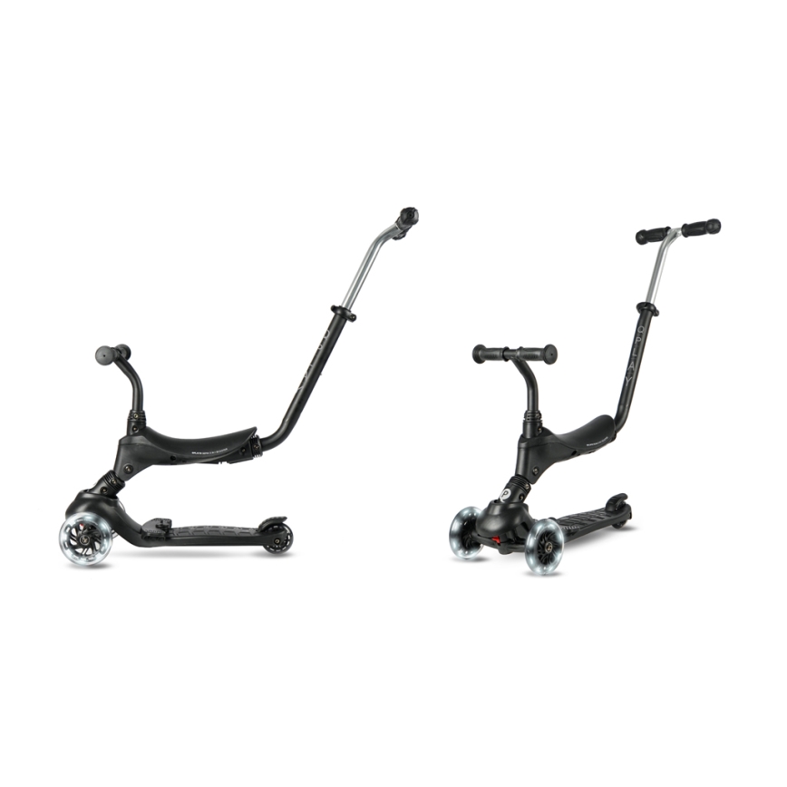 QPlay - Børnescooter med LED-hjul 5-i-1 SEMA PRO sort