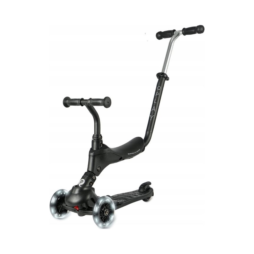 QPlay - Børnescooter med LED-hjul 5-i-1 SEMA PRO sort