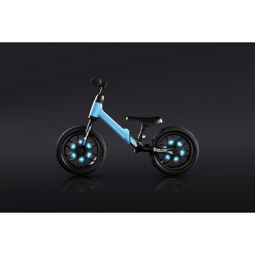 QPlay - Løbecykel med LED-lys på hjul SPARK blå