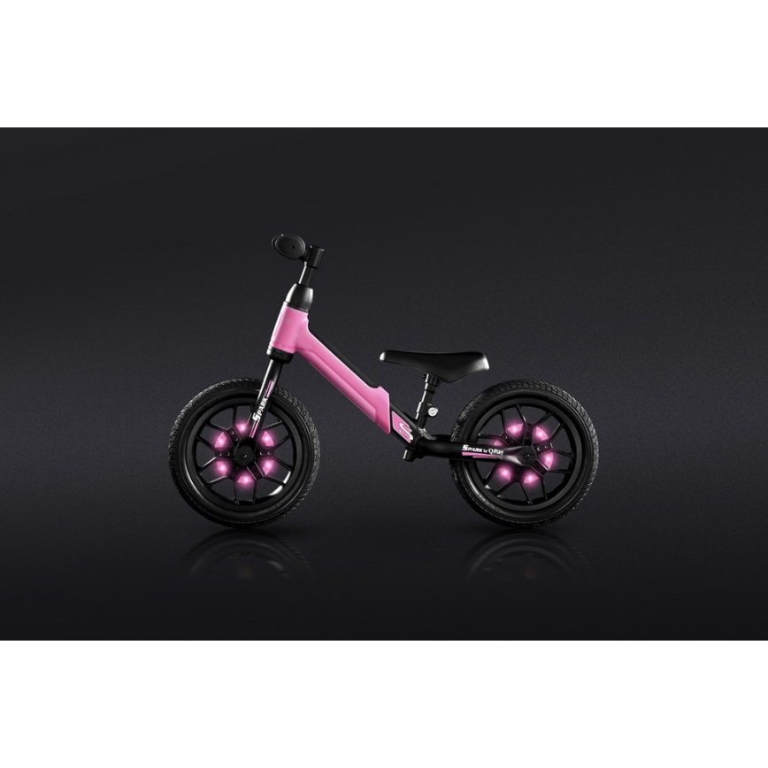 QPlay - Løbecykel med LED-lys på hjul SPARK lyserød
