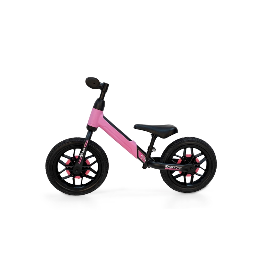 QPlay - Løbecykel med LED-lys på hjul SPARK lyserød