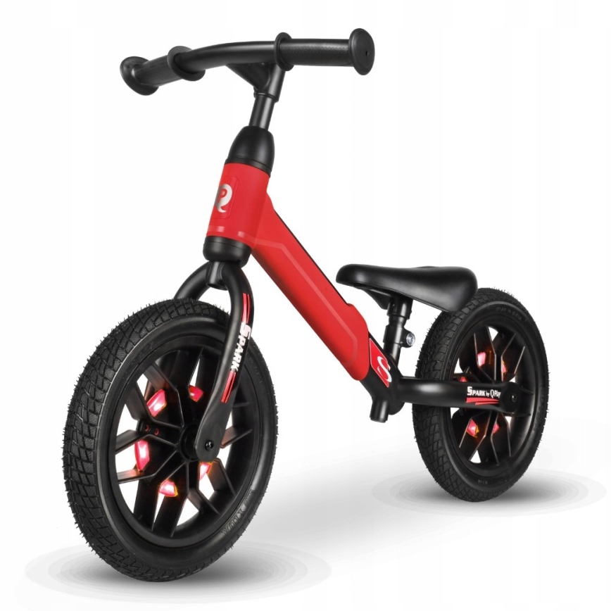 QPlay - Løbecykel med LED-lys på hjul SPARK rød