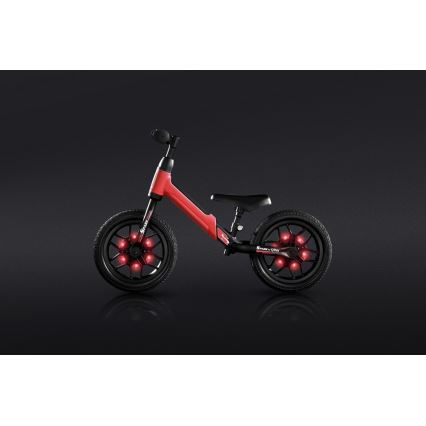 QPlay - Løbecykel med LED-lys på hjul SPARK rød