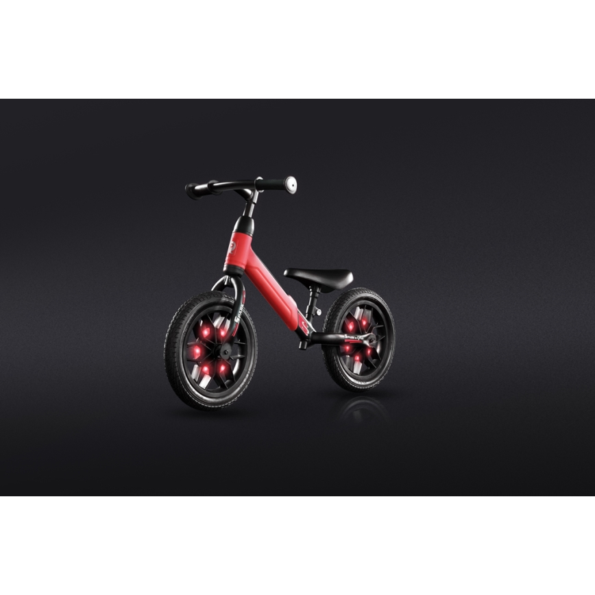 QPlay - Løbecykel med LED-lys på hjul SPARK rød