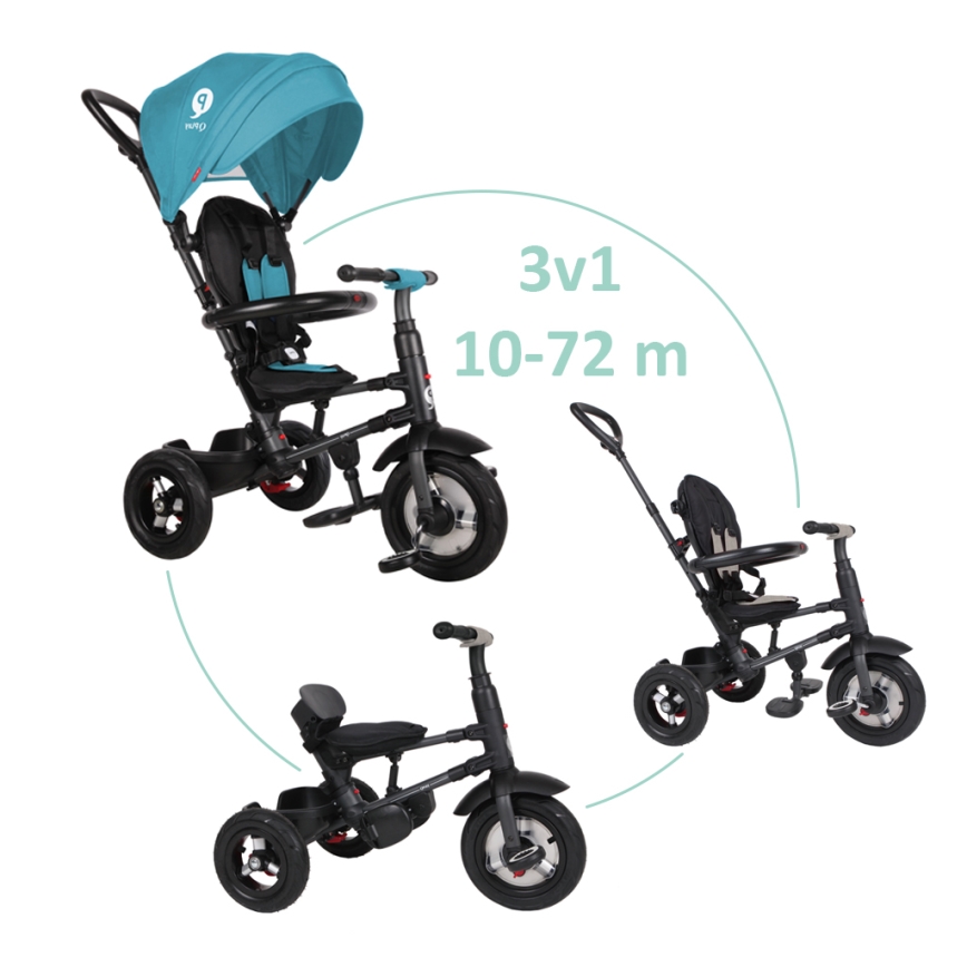 QPlay - Trehjulet cykel 3-i-1 RITO AIR turkis