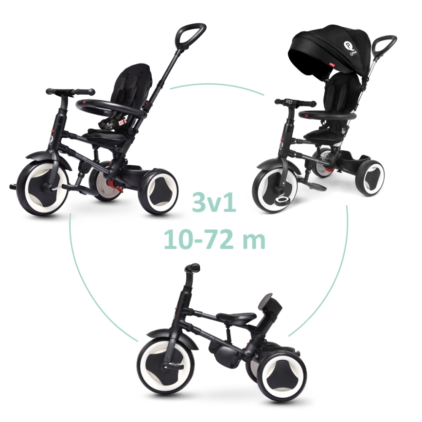QPlay - Trehjulet cykel 3-i-1 RITO EVA sort
