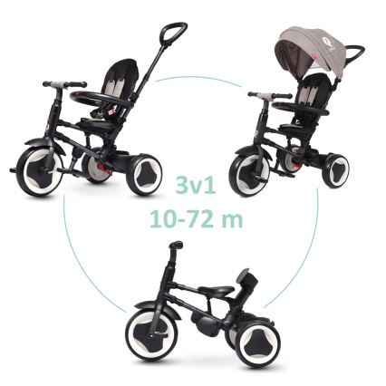 QPlay - Trehjulet cykel 3-i-1 RITO EVO grå