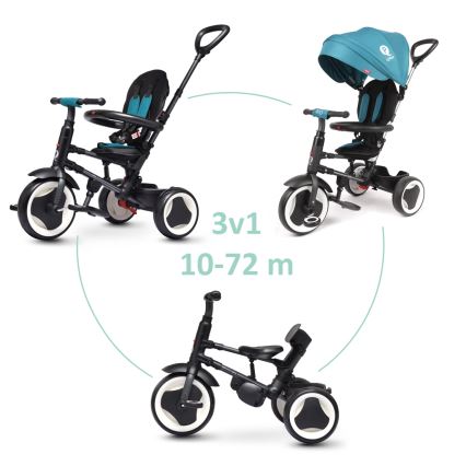 QPlay - Trehjulet cykel 3-i-1 RITO EVO turkis