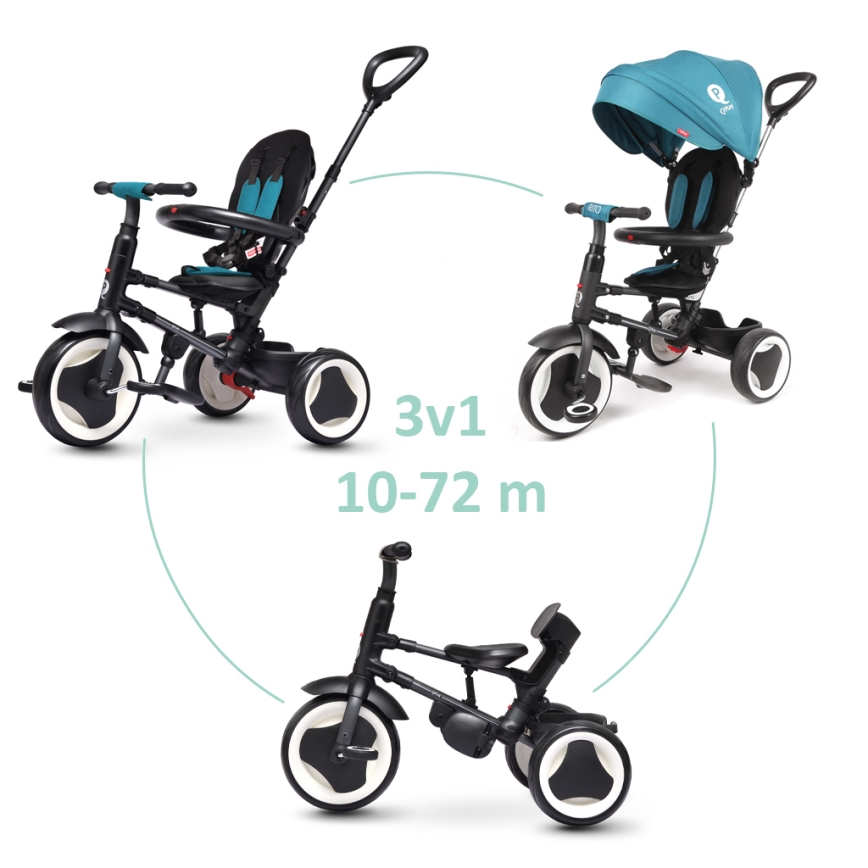 QPlay - Trehjulet cykel 3-i-1 RITO EVO turkis