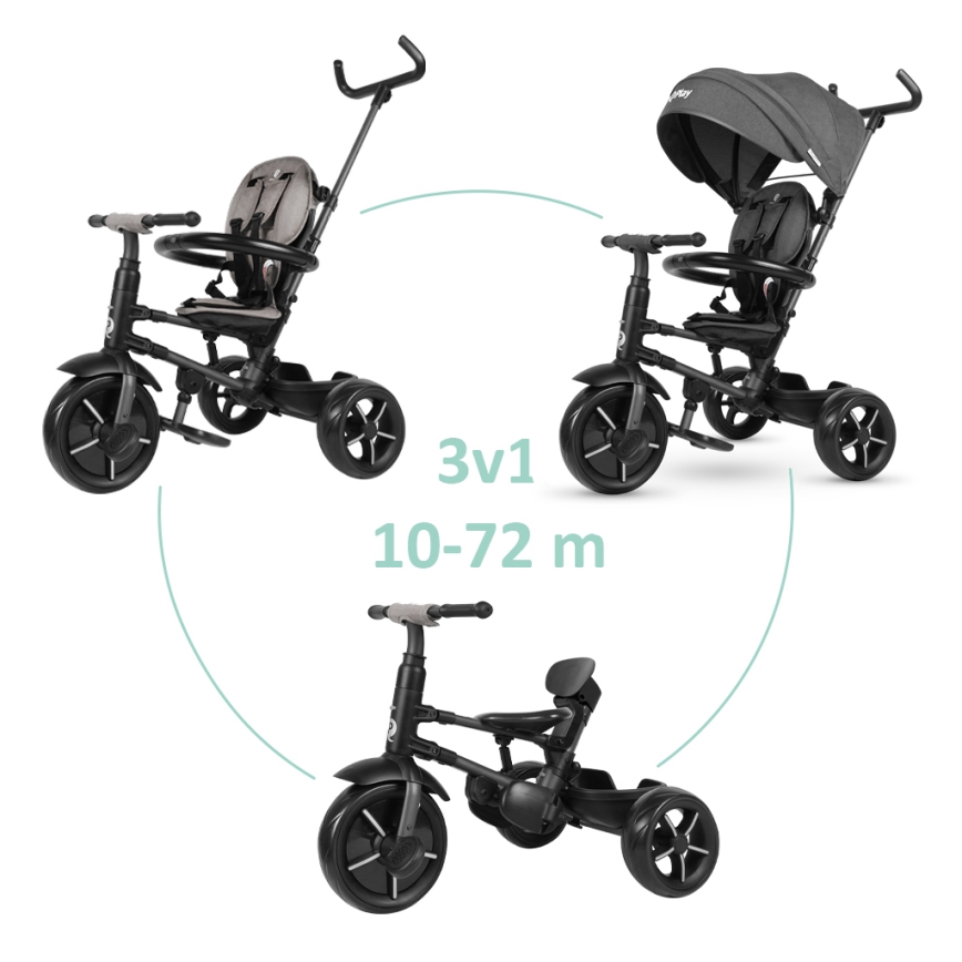 QPlay - Trehjulet cykel 3-i-1 RITO STAR mørk