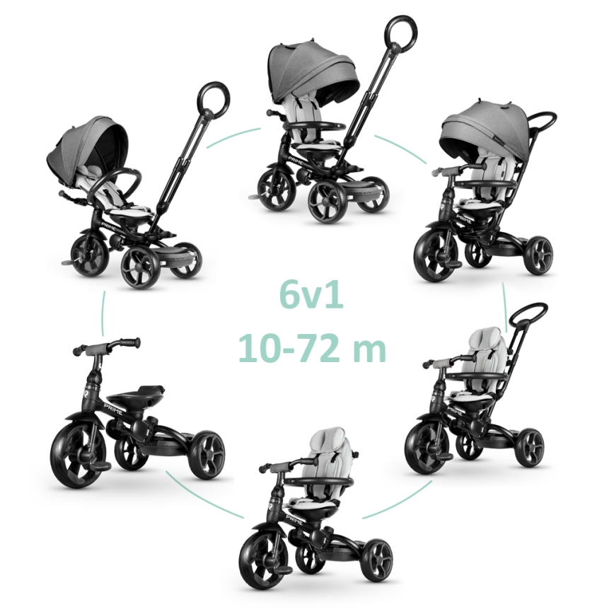 QPlay - Trehjulet cykel 6-i-1 PRIME grå