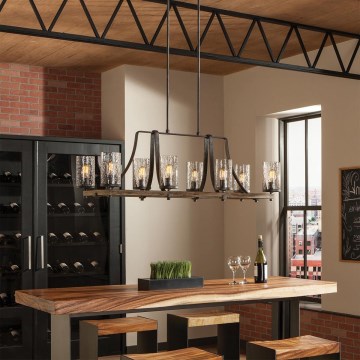 Quintiesse - Loftlampe på stang ANGELO 8xE27/60W/230V dekor i egetræ