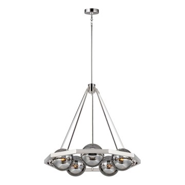 Quintiesse - Loftlampe på stang HARPER 5xE14/60W/230V Ø 77,5 cm blank krom/røget glas