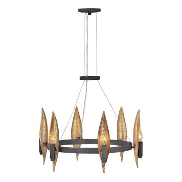 Quintiesse - Lysekrone med wireophæng WILLOW 6xE14/40W/230V Ø 61 cm guld/sort