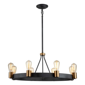 Quintiesse - Lysekrone på stang SILAS 8xE27/60W/230V Ø 82,9 cm sort/guld