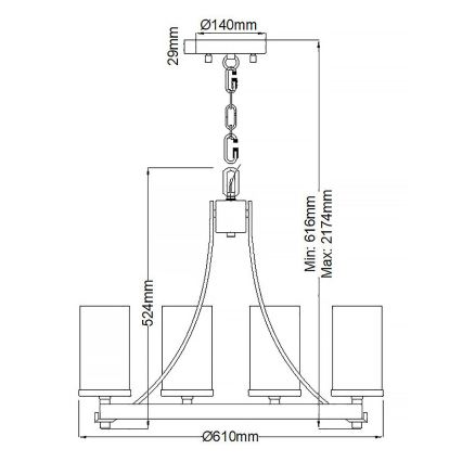 Quintiesse - Kædeophængt lysekrone ANGELO 5xE27/60W/230V, egfarvet