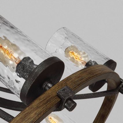 Quintiesse - Kædeophængt lysekrone ANGELO 6xE27/60W/230V i egetræslook